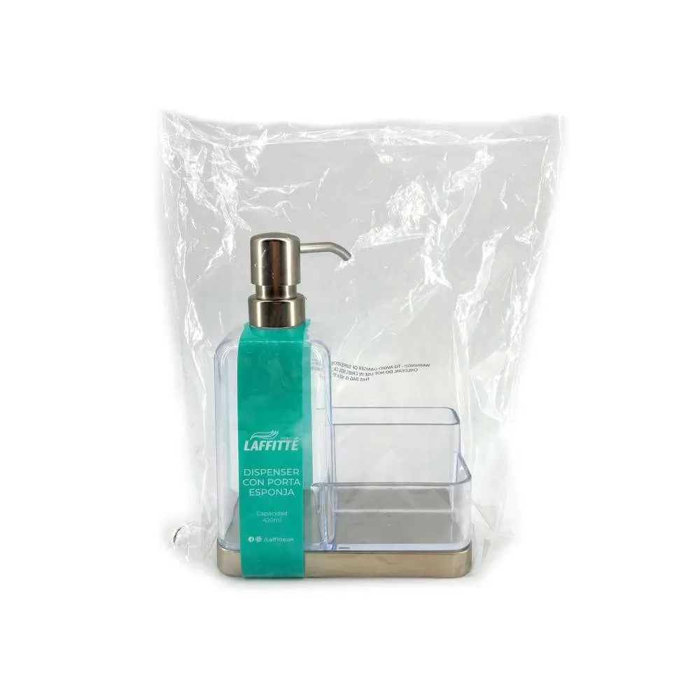 DISPENSER DE COCINA + PORTA ESPONJA CRISTAL LAFFITTÉ