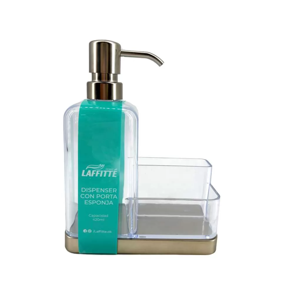 DISPENSER DE COCINA + PORTA ESPONJA CRISTAL LAFFITTÉ