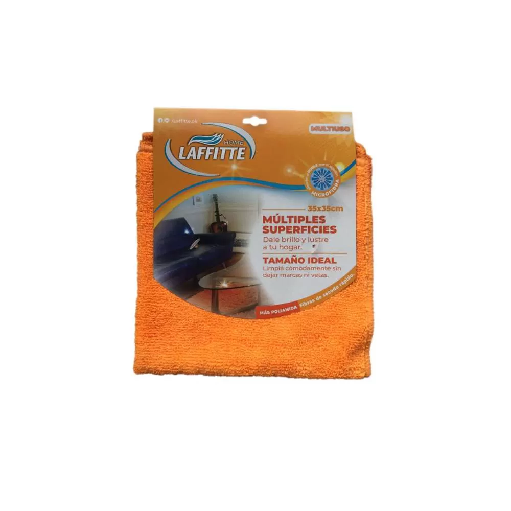 PAÑO MICROFIBRA MULTIUSO MUEBLES NARANJA 35x35 CM LAFFITTÉ